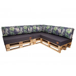 Paletové sedenie Golden Garden GG08 - Podsedáky a Vankúše 3ks × 120/80/15 + 3ks x 120cm/40cm/15cm + 1ks 60/40/15 - grafitová / palmy